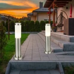 ETC-SHOP Lot De 2 Lampadaires D'extérieur IP44 éclairage De Jardin En Acier Inoxydable Moderne