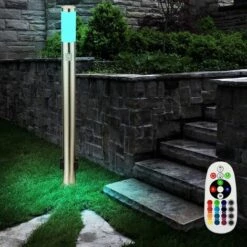 ETC-SHOP Lampe D'extérieur En Acier Inoxydable Avec Télécommande Et Détecteur De Mouvement Dans Un Ensemble Comprenant Des Ampoules LED RGB