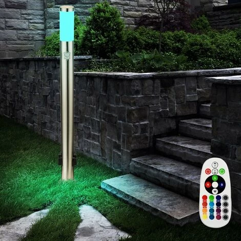 ETC-SHOP Lampe D'extérieur En Acier Inoxydable Avec Télécommande Et Détecteur De Mouvement Dans Un Ensemble Comprenant Des Ampoules LED RGB