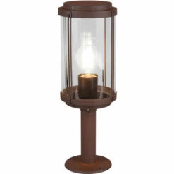 ETC-SHOP Lampadaire Lampe De Jardin En Aluminium Avec Lampe De Chemin à LED Lampadaire Lampe D'extérieur Couleur Rouille, Moulé Sous Pression, 1x E27, DxH 14x40 Cm