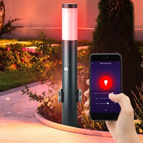 ETC-SHOP Lampadaire D'extérieur, Douilles, Lampe De Cour, Application MOTION DETECTOR, Commande De Téléphone Portable Dans Un Ensemble, Y Compris Les Lampes LED RVB – Image 4