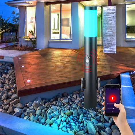 ETC-SHOP Lampadaire D'extérieur, Douilles, Lampe De Cour, Application MOTION DETECTOR, Commande De Téléphone Portable Dans Un Ensemble, Y Compris Les Lampes LED RVB – Image 5