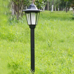 AUGIENB Lumière Extérieure Pelouse Passerelle Lampe Post Lanternes Pilier Lumière Solaire 28*18CM