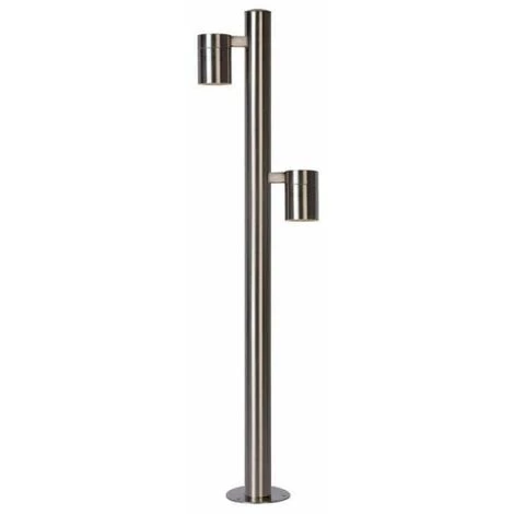 Lucide ARNE-LED - Borne Exterieur Extérieur - Ø 6,3 Cm - LED - GU10-2x5W 2700K - IP44 - Chrome Dépoli