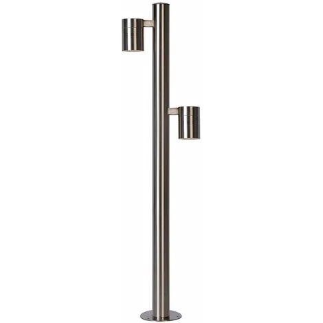 Lucide ARNE-LED - Borne Exterieur Extérieur - Ø 6,3 Cm - LED - GU10-2x5W 2700K - IP44 - Chrome Dépoli – Image 3