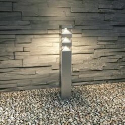 LUMIHOME Borne Pyramide 48 Led Inox 80 Cm - 230V - 1500 Lumens - Garantie 5 Ans - Certifiée RoHs
