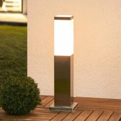LINDBY Luminaire Extérieur 'Lorian' En Inox - Inox, Blanc