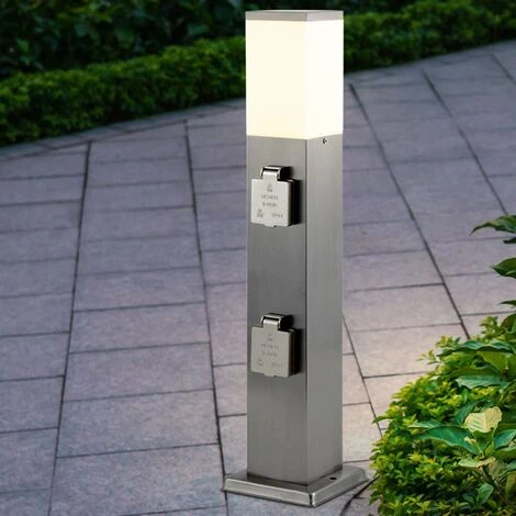 ETC-SHOP Lampadaire Avec Douille Lampe D'extérieur Avec Douille Lampe De Jardin Avec Douille, Acier Inoxydable Noir, 1x E27, LxH 12,5x53 Cm, Jardin