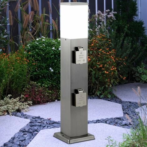 ETC-SHOP Lampadaire Avec Douille Lampe D'extérieur Avec Douille Lampe De Jardin Avec Douille, Acier Inoxydable Noir, 1x E27, LxH 12,5x53 Cm, Jardin – Image 3