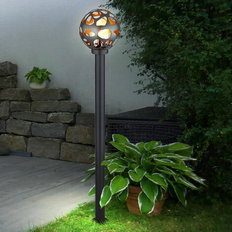 ETC-SHOP Lampes De Patio Extérieur, éclairage De Chemin Extérieur, Lampe D'extérieur, Lampadaire, Boule En Acier Inoxydable, Anthracite, 1x E27, H 110 Cm, Jardin – Image 3
