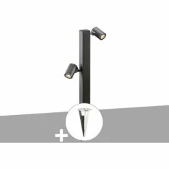 SLV Borne Extérieure Double Anthracite HELIA Avec LED Variables Et Piquet D'ancrage