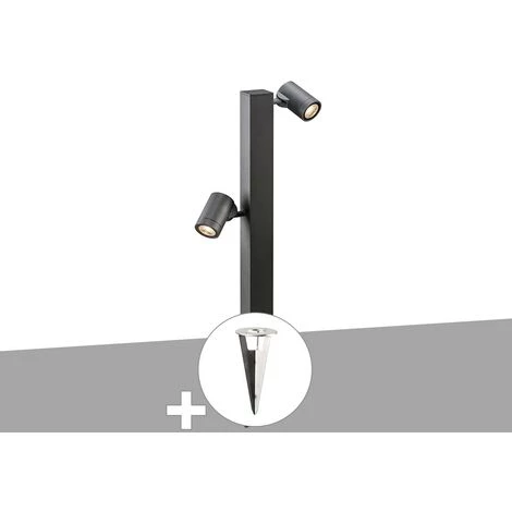 SLV Borne Extérieure Double Anthracite HELIA Avec LED Variables Et Piquet D'ancrage