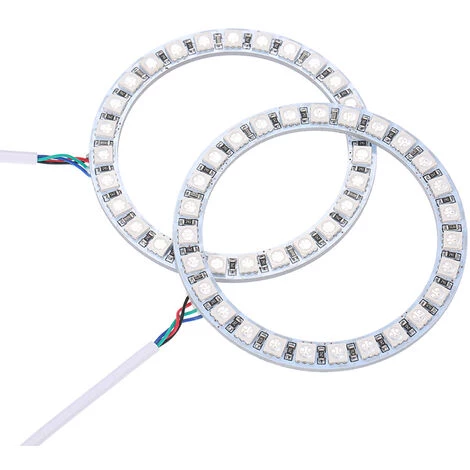 HAPPYSHOPPING Lumiere De Voiture Halo Multicolore DC12V Angel Eyes Avec Telecommande, Dimmable, 16 Couleurs, 4 Effets De Lumiere, 10W 2 × 80MM RGB - 10W 2 × 80MM RGB – Image 2