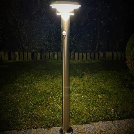 LUMIHOME Borne Led Solaire Saphir - 85 Cm - Inox 75 à 600 Lumens - Batterie Remplaçable Et Détecteur De Mouvement