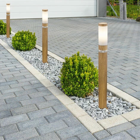 ETC-SHOP Lampadaire Extérieur Lampe Base Ronde Lampadaire De Jardin En Acier Inoxydable Avec Décoration LED, Optique Bois Dimmable à Télécommande, 1x RGB LED 9W, H 80 Cm – Image 5