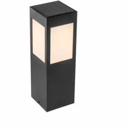 QAZQA Charlotte - LED Lampe Detecteur De Mouvement Solaire Moderne - 1 Lumière - L 13 Cm - Noir - Moderne - Éclairage Extérieur - Noir