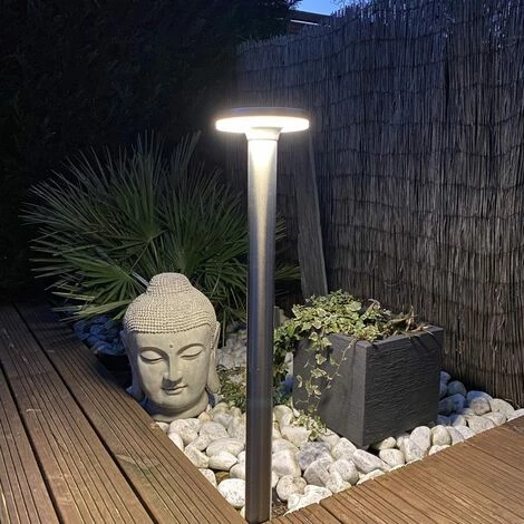 LUMIHOME Borne Led Solaire LIVING 85 Cm Inox Avec Sortie USB Intégrée - 75 à 600 Lumens - Avec Détecteur De Présence - Batterie Remplaçable