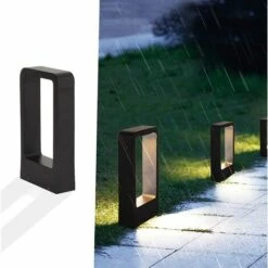 TRIOMPHE TRIP Borne Lumineuse Prise Electrique LED 7W 3000k IP65 Terrasse Eclairage Exterieure Jardin Lampe Noir Design Blanc Chaud Luminaire Etanche Deco Ip65