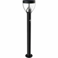 LUMIHOME Borne Solaire Luna Noire 95cm - 75 à 600 Lumens - Avec Détecteur De Présence - Batterie Amovible - Garantie 3 Ans