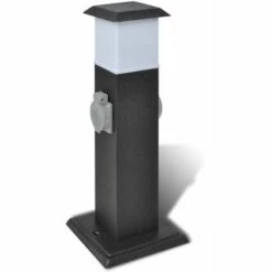 HAPPYSHOPPING Pilier Avec Lampe Pour Prise De Jardin Noir