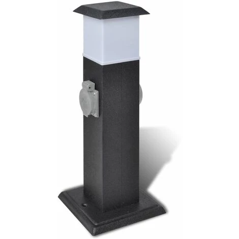 HAPPYSHOPPING Pilier Avec Lampe Pour Prise De Jardin Noir – Image 2