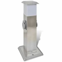 HAPPYSHOPPING Pilier De Prise De Jardin Avec Lampe Acier Inoxydable