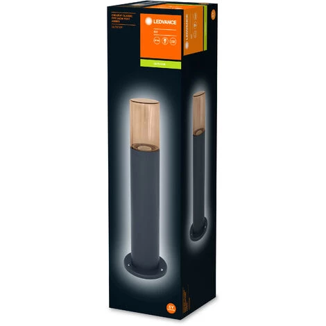 LEDVANCE, S.A.U LEDVANCE Lampadaire Pour Les Ampoules 1x E27, Lumière Moderne De La Lumière Dans L'optique De Tube, Hauteur De 50 Cm, Aluminium Et Verre Ambre, Tuyau Classique Endura 50cm Post E27 - Dunkelgrau – Image 2