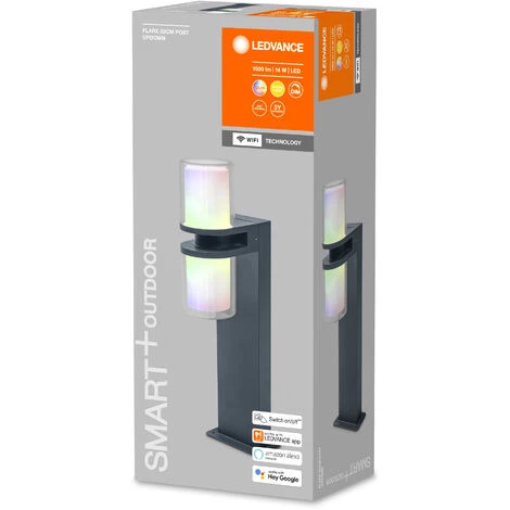 LEDVANCE, S.A.U LEDVANCE SMART+ WI-FI UPDOWN FLARE 50 Cm - Luminaire Sur Pied à LED Gradable Gris Foncé Pour L'extérieur En Aluminium Durable, Contrôle Des Couleurs RGB, 14 W, 3000 K Blanc Chaud, 1000lm, IP44 - Dunkelgrau – Image 2