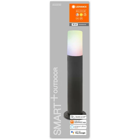 LEDVANCE, S.A.U LEDVANCE SMART+ WiFi 50cm PIPE Post - Luminaire Sur Pied à LED Gradable Gris Foncé Pour L'extérieur Avec Boîtier En Aluminium De Haute Qualité, Contrôle Des Couleurs, 10W,3000K Blanc Chaud, 380lm,IP44 - Dunkelgrau – Image 3