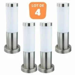 HOROZ ELECTRIC Lot De 4 Bornes Defne-3 Inox E27 60W - Inox