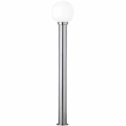 ETC-SHOP Eclairage De Chemin Extérieur Lampadaire De Jardin Lampadaire De Terrasse Extérieur Debout, IP44 Anti-éclaboussures En Acier Inoxydable Boule Argent Blanc, 1x Douille E27, DxH 20x110 Cm