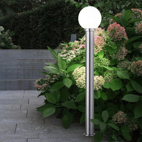 ETC-SHOP Eclairage De Chemin Extérieur Lampadaire De Jardin Lampadaire De Terrasse Extérieur Debout, IP44 Anti-éclaboussures En Acier Inoxydable Boule Argent Blanc, 1x Douille E27, DxH 20x110 Cm – Image 2