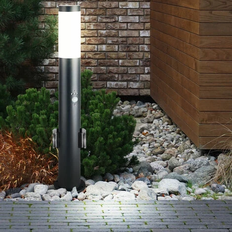 ETC-SHOP Lampadaire éclairage De Jardin Détecteur De Mouvement Douilles Extérieures Lampe à Pied En Acier Inoxydable Douilles De Jardin Anthracite – Image 4