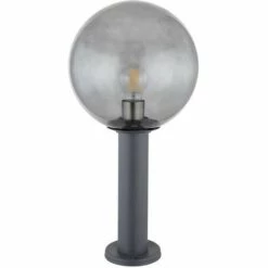 ETC-SHOP Lampe De Chemin D'accès Extérieur Anthracite Lampadaire De Jardin En Aluminium Lampadaire Couleur Fumée, IP44 Anti-éclaboussures, Boule De Verre, 1x Douille E27, DxH 25x50 Cm