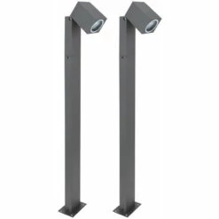 ETC-SHOP Lampe D'extérieur éclairage De Chemin Anthracite Lampadaire De Jardin Extérieur Sur Pied De Terrasse, Pivotant, 1x GU10, LxlxH 11,5x7,2x80 Cm, Lot De 2