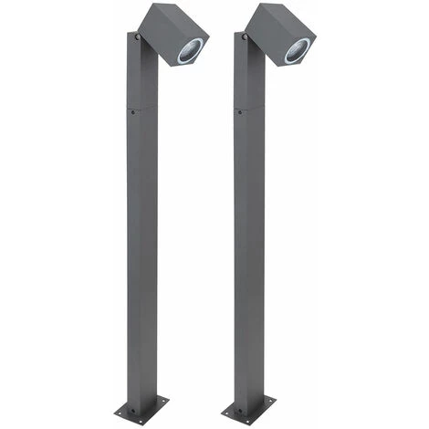 ETC-SHOP Lampe D'extérieur éclairage De Chemin Anthracite Lampadaire De Jardin Extérieur Sur Pied De Terrasse, Pivotant, 1x GU10, LxlxH 11,5x7,2x80 Cm, Lot De 2