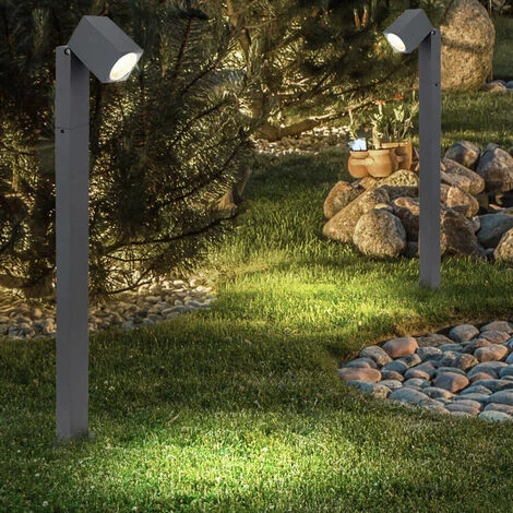 ETC-SHOP Lampe D'extérieur éclairage De Chemin Anthracite Lampadaire De Jardin Extérieur Sur Pied De Terrasse, Pivotant, 1x GU10, LxlxH 11,5x7,2x80 Cm, Lot De 2 – Image 3