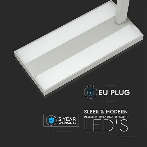 V-TAC Lampadaire LED 80W Interrupteur Rotatif à Double Faisceau Lumineux Couleur Argent H: 195cm 4000K Dimmable – Image 2