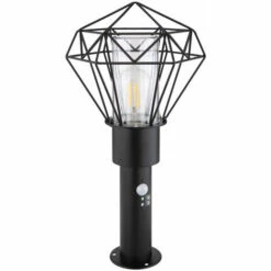 ETC-SHOP Eclairage Extérieur Lampadaire Lampe Colonne D'extérieur Avec Détecteur De Mouvement Lampadaire De Jardin Détecteur De Mouvement Extérieur, Télécommande, 1x LED RGB 9W 806Lm, LxlxH 22,5x25,5x50 Cm