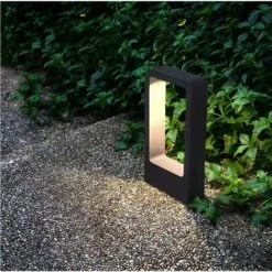 LTS FAFA Borne Lumineuse Prise Electrique LED 7W 3000k IP65 Terrasse Eclairage Exterieure Jardin Lampe Noir Design Blanc Chaud Luminaire Etanche Deco Ip65