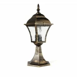 LICHT-ERLEBNISSE Lampe De Socle Rustique TOSCANA Extérieur Or Antique IP43 - Or Antique