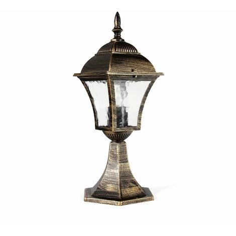 LICHT-ERLEBNISSE Lampe De Socle Rustique TOSCANA Extérieur Or Antique IP43 - Or Antique