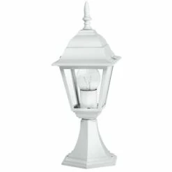 INTEC LIGHT Borne ROMA 1xE27 H.39cm IP44 En Fonte D'Aluminium Blanc Et Diffuseur En Verre