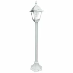 INTEC LIGHT Borne ROMA 1xE27 H. 1 Mètre IP44 En Fonte D'Aluminium Blanc Et Diffuseur En Verre