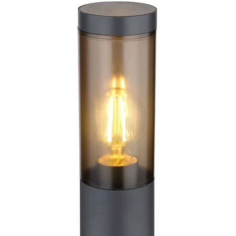 ETC-SHOP Borne Lumineuse D'éclairage Extérieur Lampes De Jardin Anthracite IP44, Lampadaire Patio Balcon, Acier Inoxydable Fumé, 1x Douille E27, DxH 12,7x110cm – Image 5