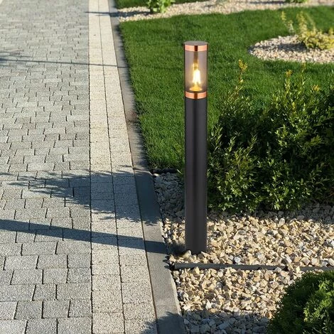 ETC-SHOP Lampadaire Jardin Exterieur Lampe D'exterieur Lampadaire éclairage De Chemin Acier Inoxydable Exterieur, Accent Cuivre Fumée Noire, 1x E27, DxH 7.6x80 Cm – Image 3