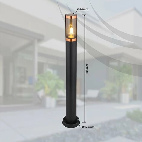 ETC-SHOP Lampadaire Jardin Exterieur Lampe D'exterieur Lampadaire éclairage De Chemin Acier Inoxydable Exterieur, Accent Cuivre Fumée Noire, 1x E27, DxH 7.6x80 Cm – Image 4
