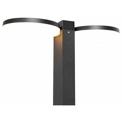 QAZQA Esmee - LED Lampe Sur Pied Extérieur Moderne - 2 Lumière - L 16 Cm - Noir - Moderne - Éclairage Extérieur - Noir – Image 2