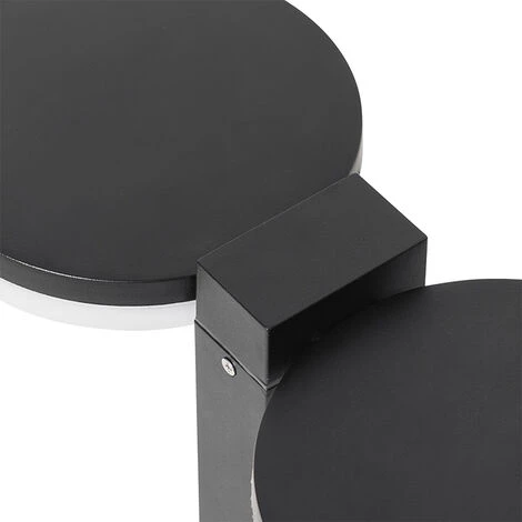 QAZQA Esmee - LED Lampe Sur Pied Extérieur Moderne - 2 Lumière - L 16 Cm - Noir - Moderne - Éclairage Extérieur - Noir – Image 4
