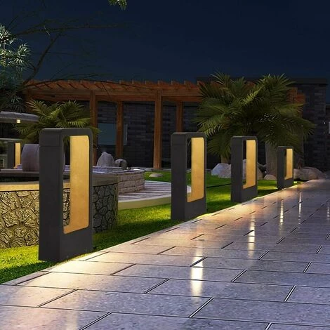 Dontodent Borne Lumineuse Prise Electrique LED 7W 3000k IP65 Terrasse Eclairage Exterieure Jardin Lampe Noir Design Blanc Chaud Luminaire Etanche Deco Ip65 – Image 2